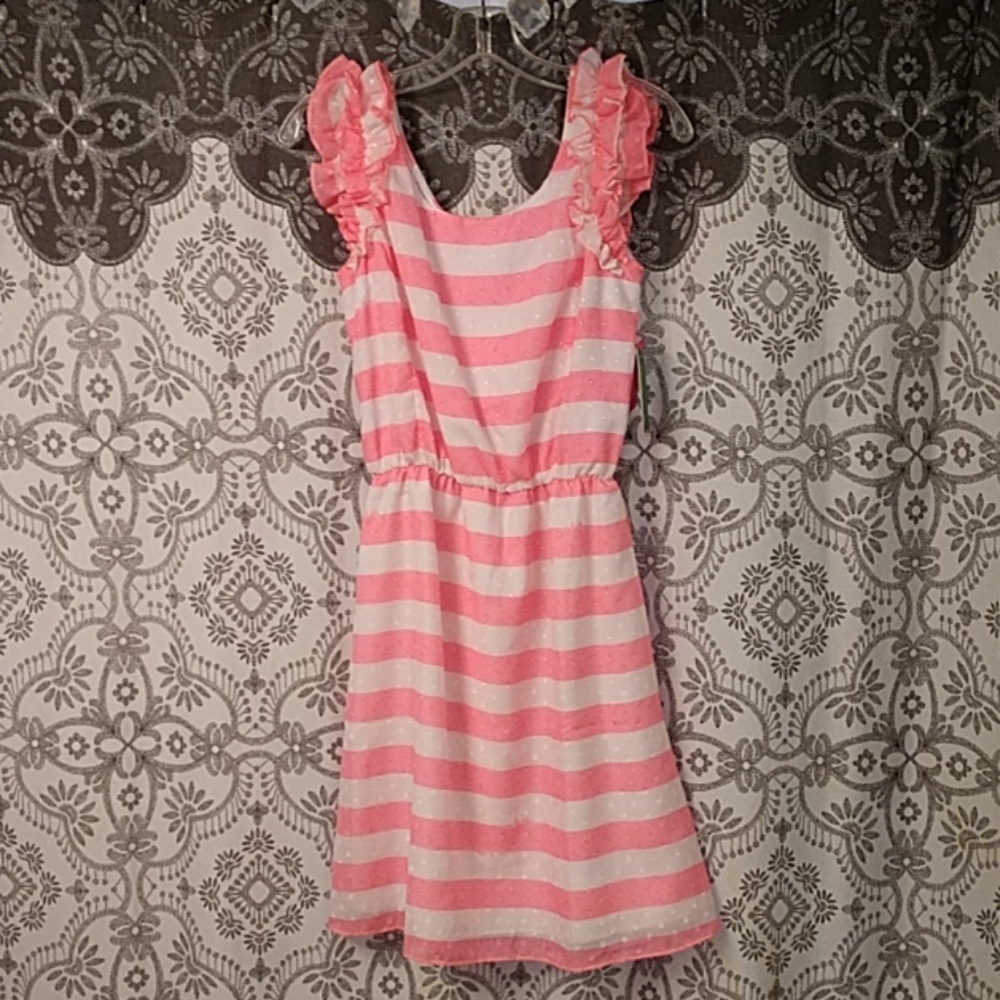 NWT Flourecent pink ruffle dress